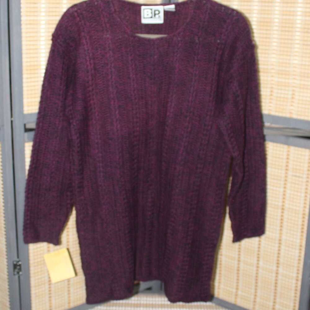 BP Nordstroms Mottled Magenta and Black Crew Neck Sweater